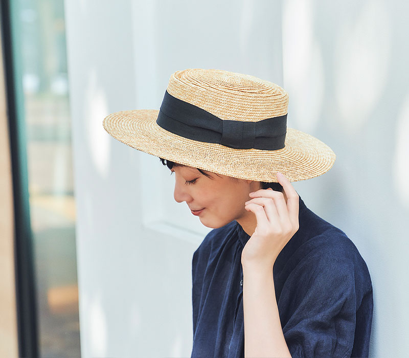 田中帽子店 カンカン帽 つば広 麦わら帽子 Alma(アルマ)ポークパイ型