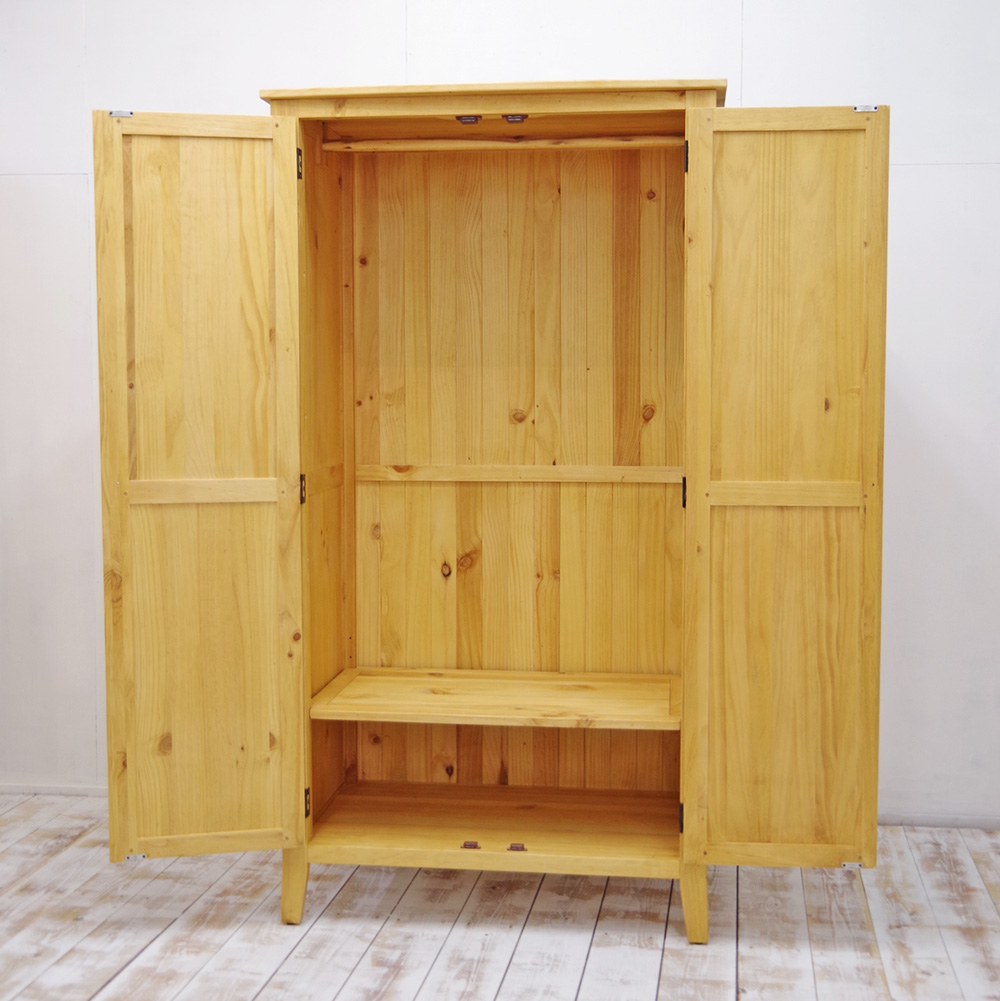 カントリーワードローブ パイン総無垢材 巾100cm洋服掛け 洋服吊り