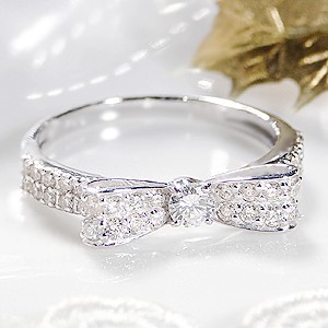 K18 WG ゴールド 指輪 リング ダイヤモンド ダイヤ リボン 18k 18金