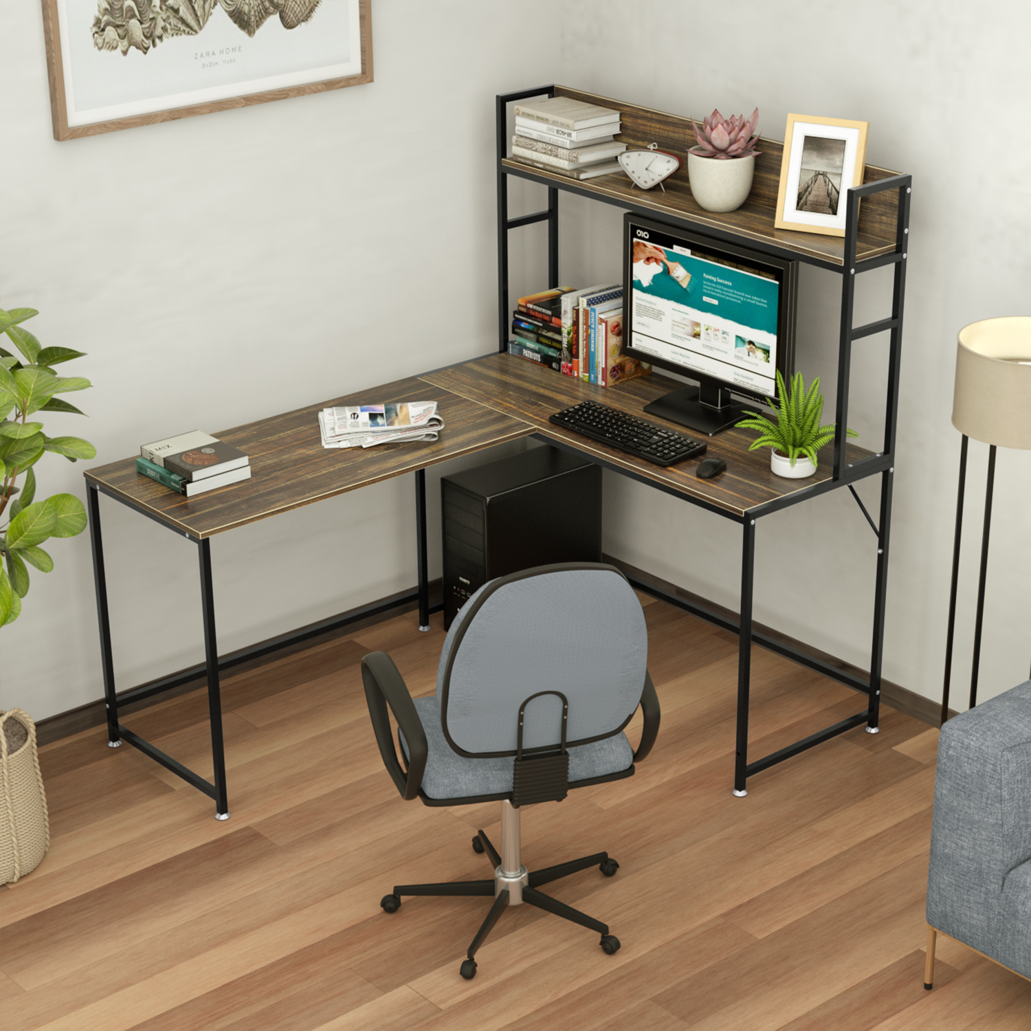 パソコンデスク l字型 コーナー 左右入替可能 幅150cm L字デスク 収納