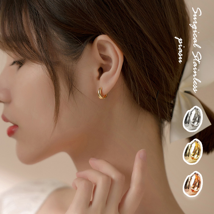 BLUE LEAF（ブルーリーフ） ピアス フープピアス 中折れ 両耳用 小ぶり