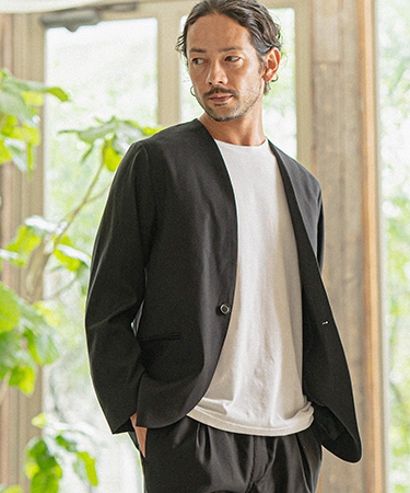 CAMBIO（カンビオ） 【】ストレッチノーカラージャケット : CAMBIO