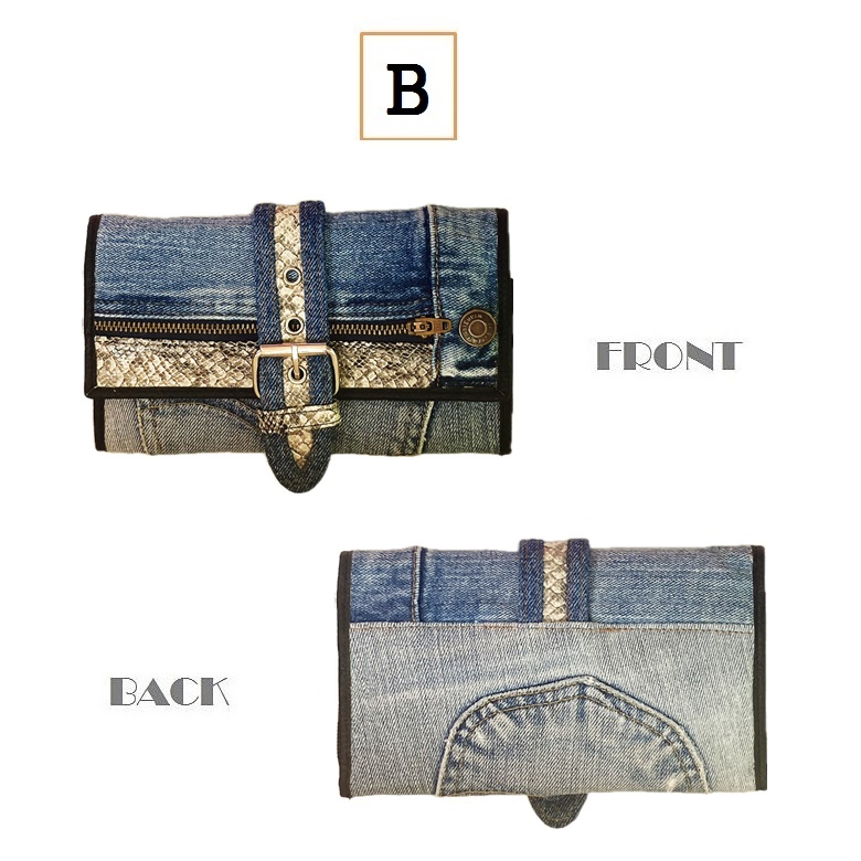 デニム 長財布 ロングウォレット ベルト−A 財布 リメイク ジーンズ