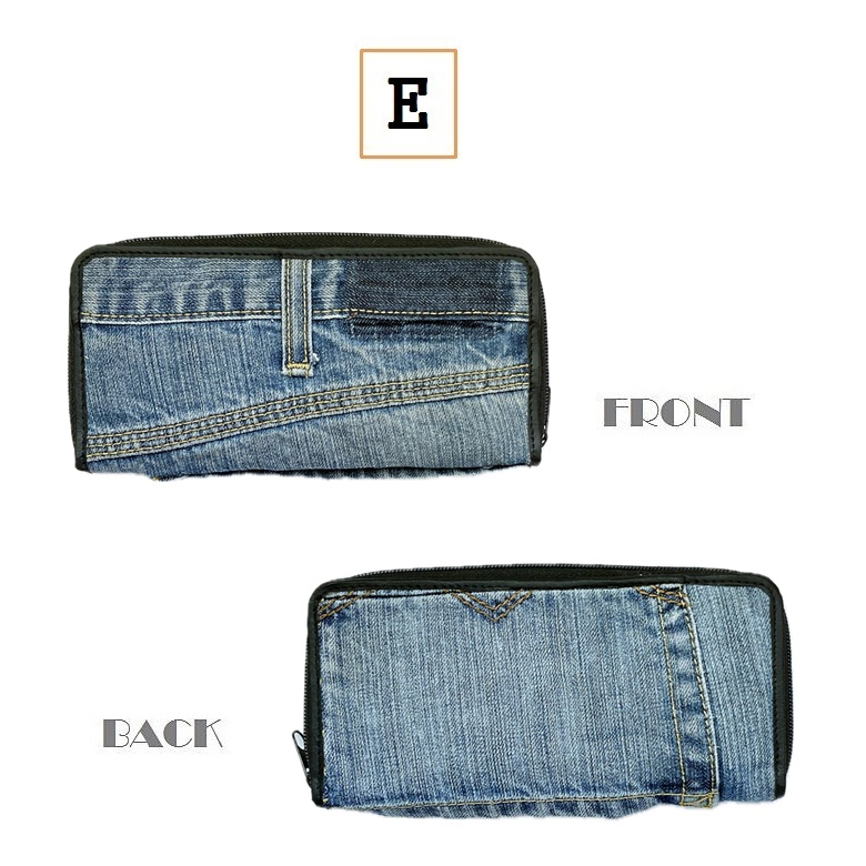 デニム 長財布 ロングウォレット A ラウンドファスナー 財布 リメイク