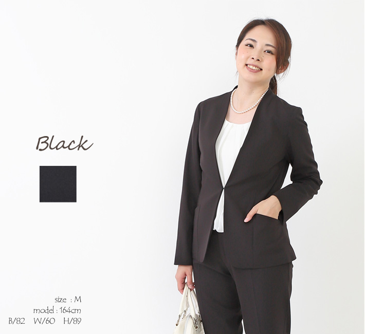 ジャケット カラーレス ノーカラー 入学式 ママ スーツ セットアップ
