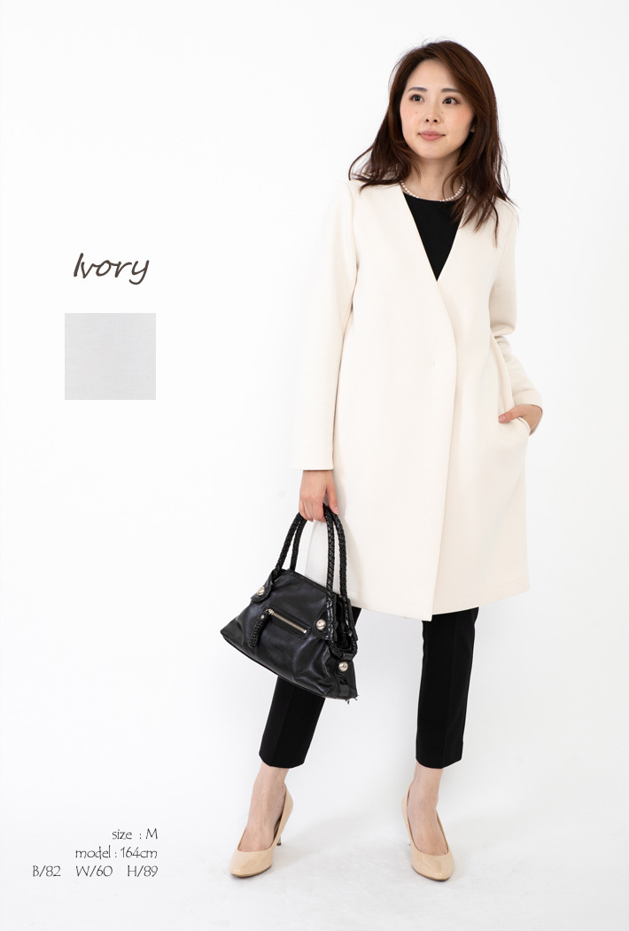 日本製」 セレモニー コート スプリングコート レディース ノーカラー