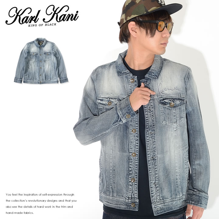 Karl Kani（カールカナイ） デニムジャケット 左胸USロゴ刺繍