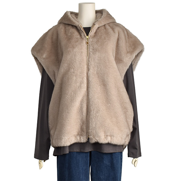 PASSIONE（パシオーネ） ベスト ジレ ファー レディース フーディ