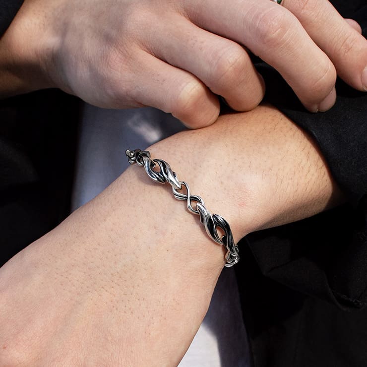 送料無料 メンズ シルバーブレスレット カジュアル 人気 オリジナル