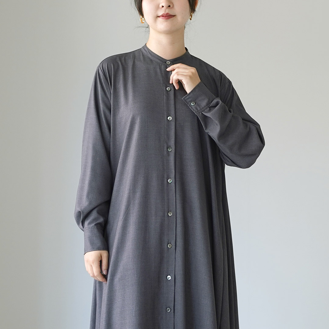 mizuiroind（ミズイロインド） T/R スタンドカラー フレア ワンピース