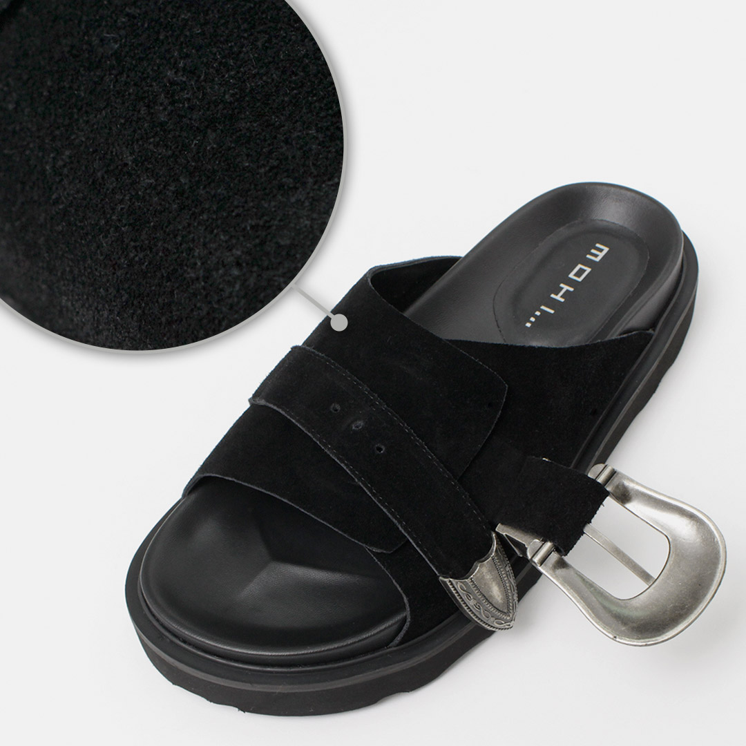 MOHI（モヒ） バックルスエード サンダル / レディース フラット 本革