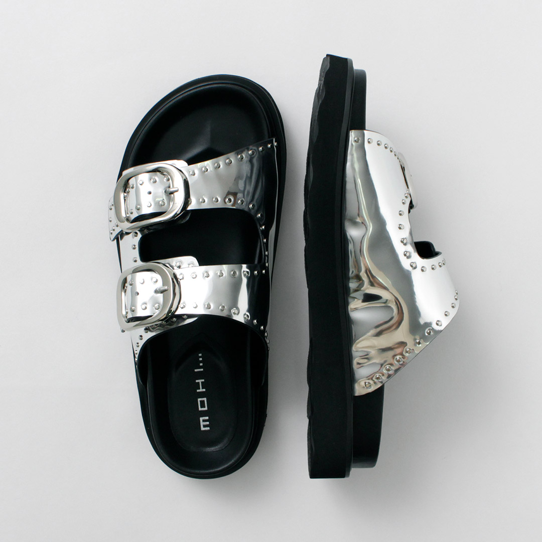 MOHI（モヒ） スタッズ ミラーサンダル / レディース フラット 牛革 本