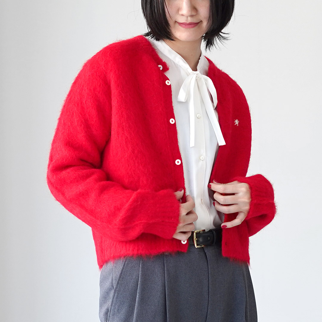 GYMPHLEX（ジムフレックス） シャギーニット ロゴカーディガン