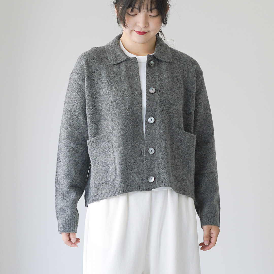 mizuiroind（ミズイロインド） 襟付き ショートカーディガン / ニット