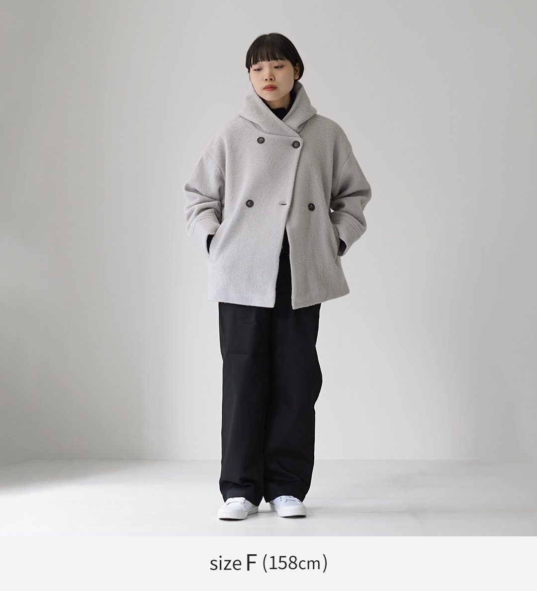 mao made（マオメイド） ダブルボタン ミドル フーディー ジャケット