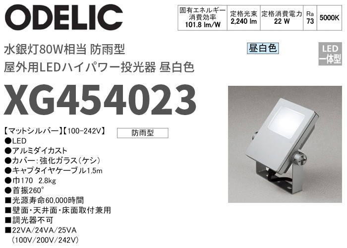 ODELIC（オーデリック） XG454023 水銀灯80W相当 防雨型 昼白色 屋外用