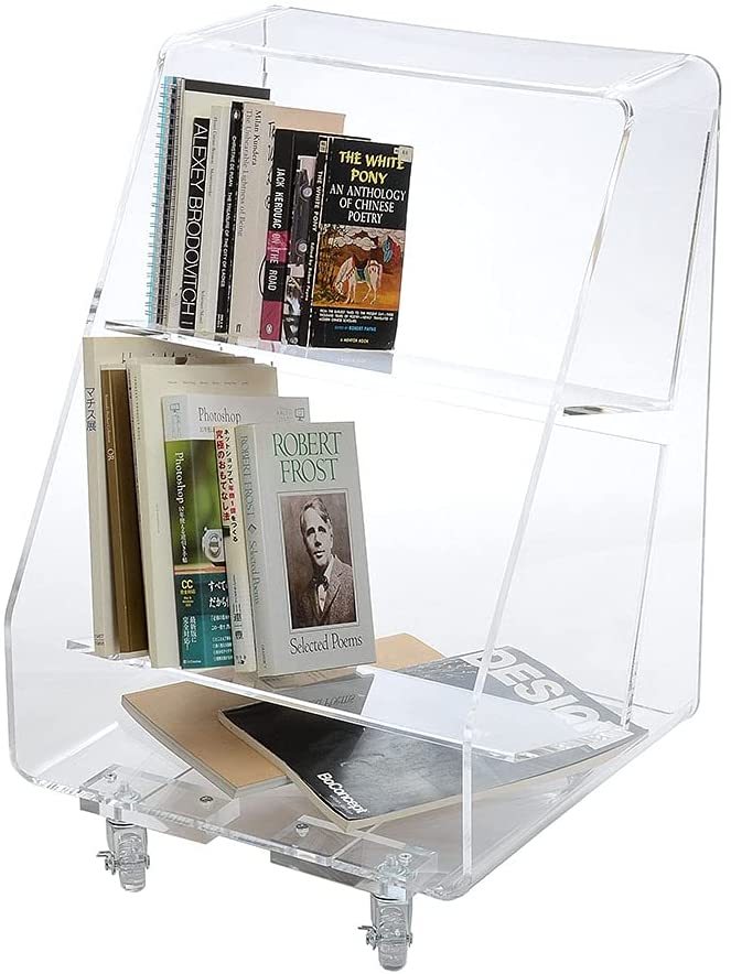 Kuai アクリル マガジンラック 2段式 キャスター付き 透明感 おしゃれ