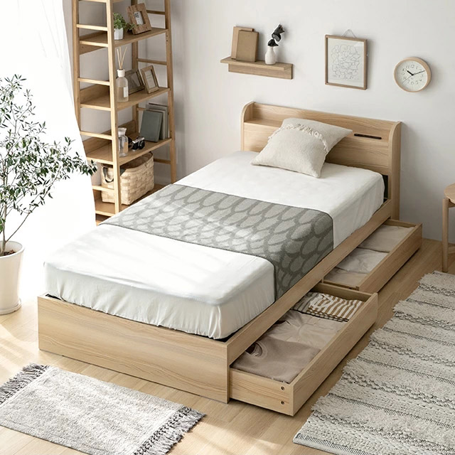 MODERN DECO（モダンデコ） ベッド ベッドフレーム シングル 収納付き