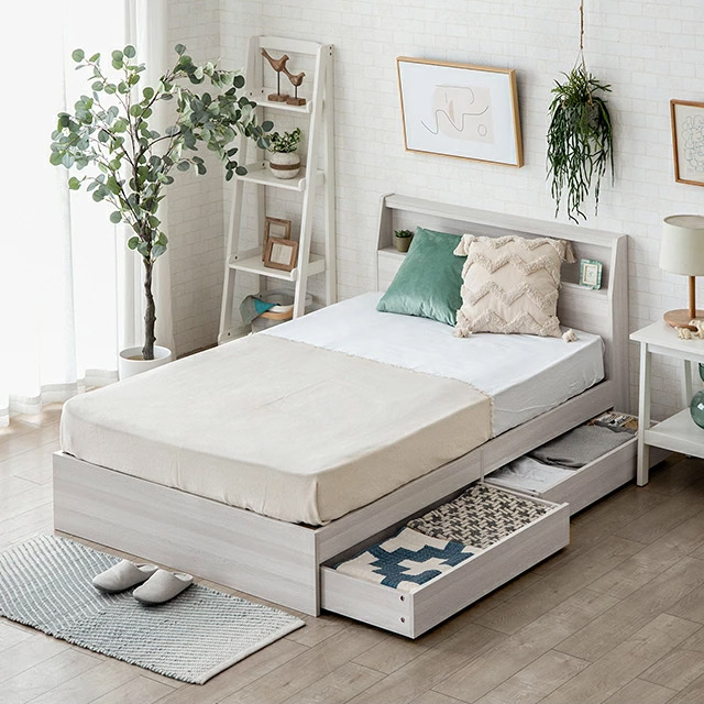 MODERN DECO（モダンデコ） ベッド セミダブルベッド 照明付き 収納