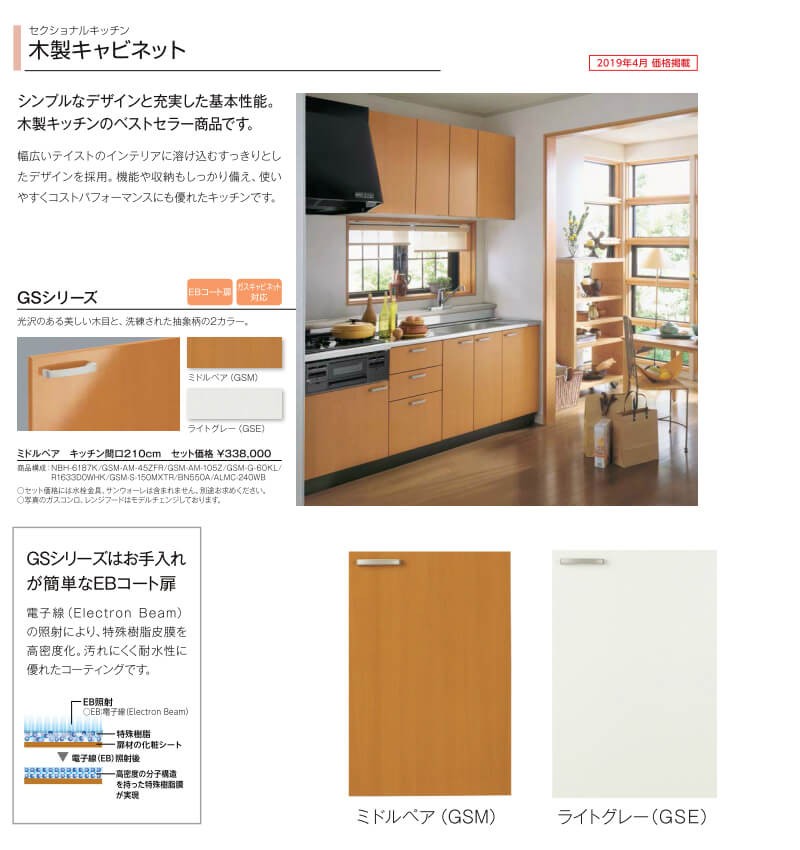 LIXIL（リクシル） キッチン 吊戸棚 間口75cm 高さ50cm GS(M-E)-A-75