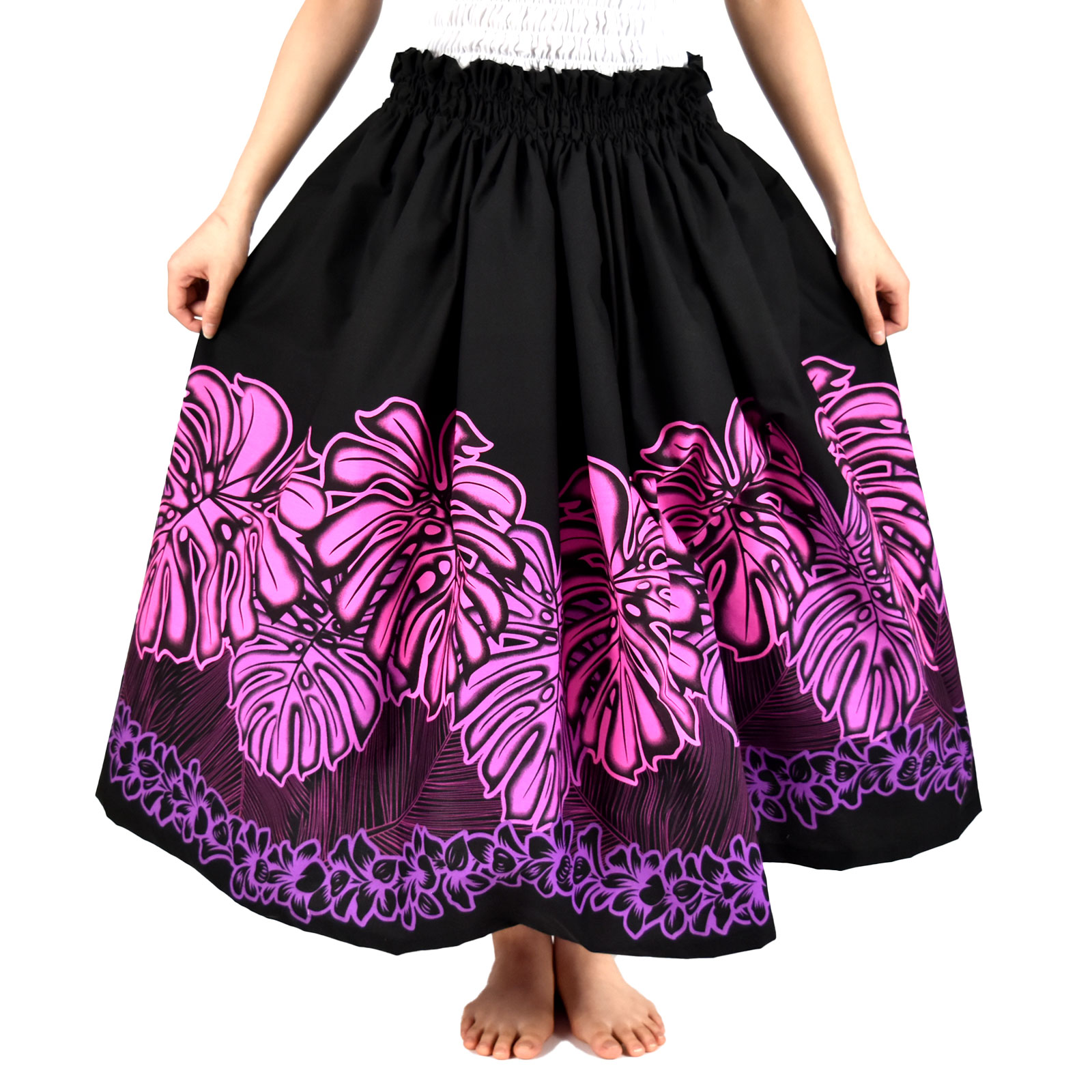 フラダンス衣装 ロングパウスカート シングル フラダンススカート