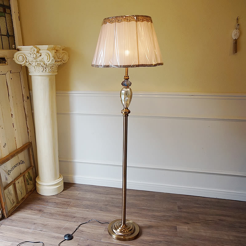 新生活に アンティーク フロアスタンドライト 花びら型シェード たの