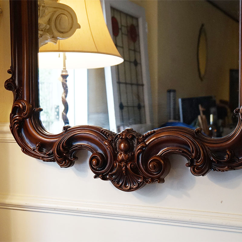 鏡 壁掛け ウォールミラー アンティーク 飾りミラー イタリア製 木製