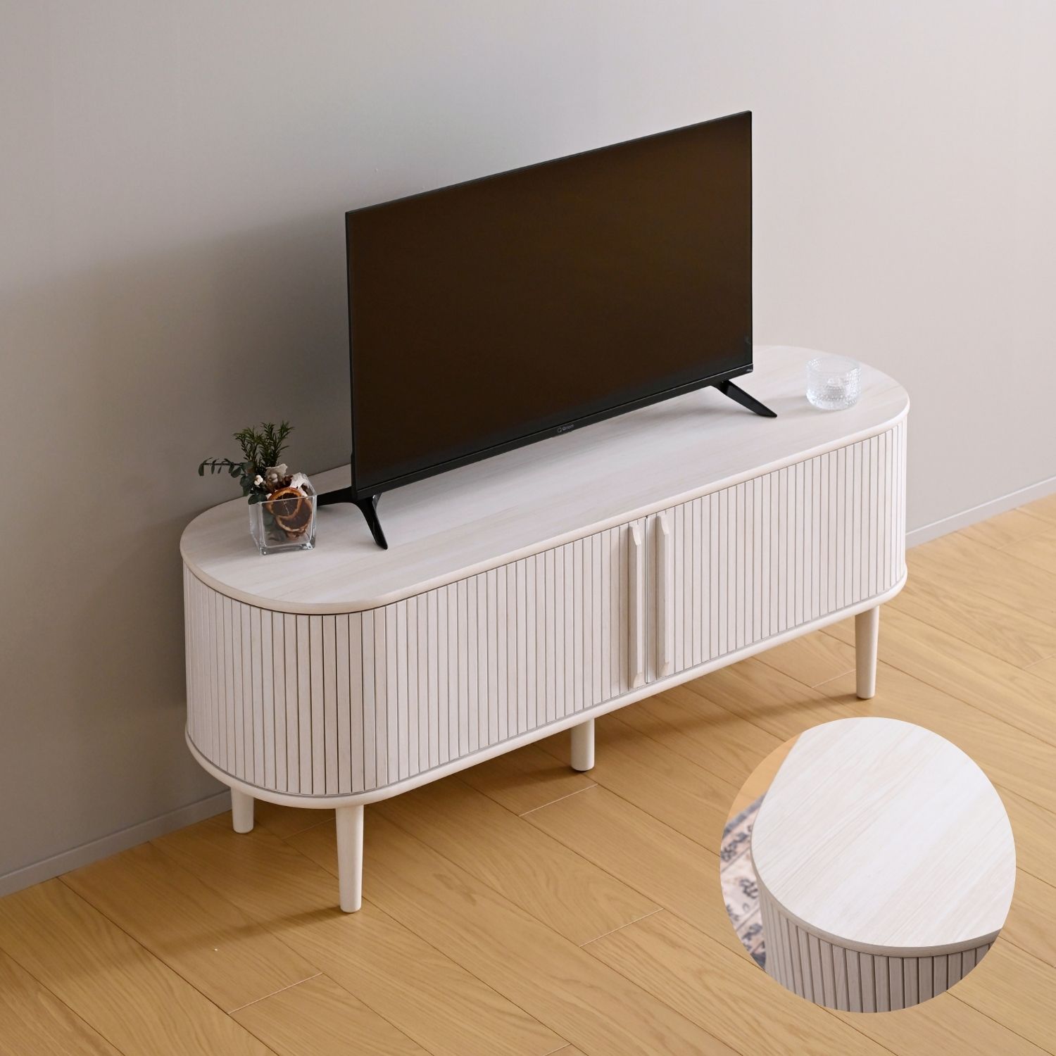 山善（YAMAZEN） テレビ台 120 ローボード おしゃれ 蛇腹 収納 テレビ