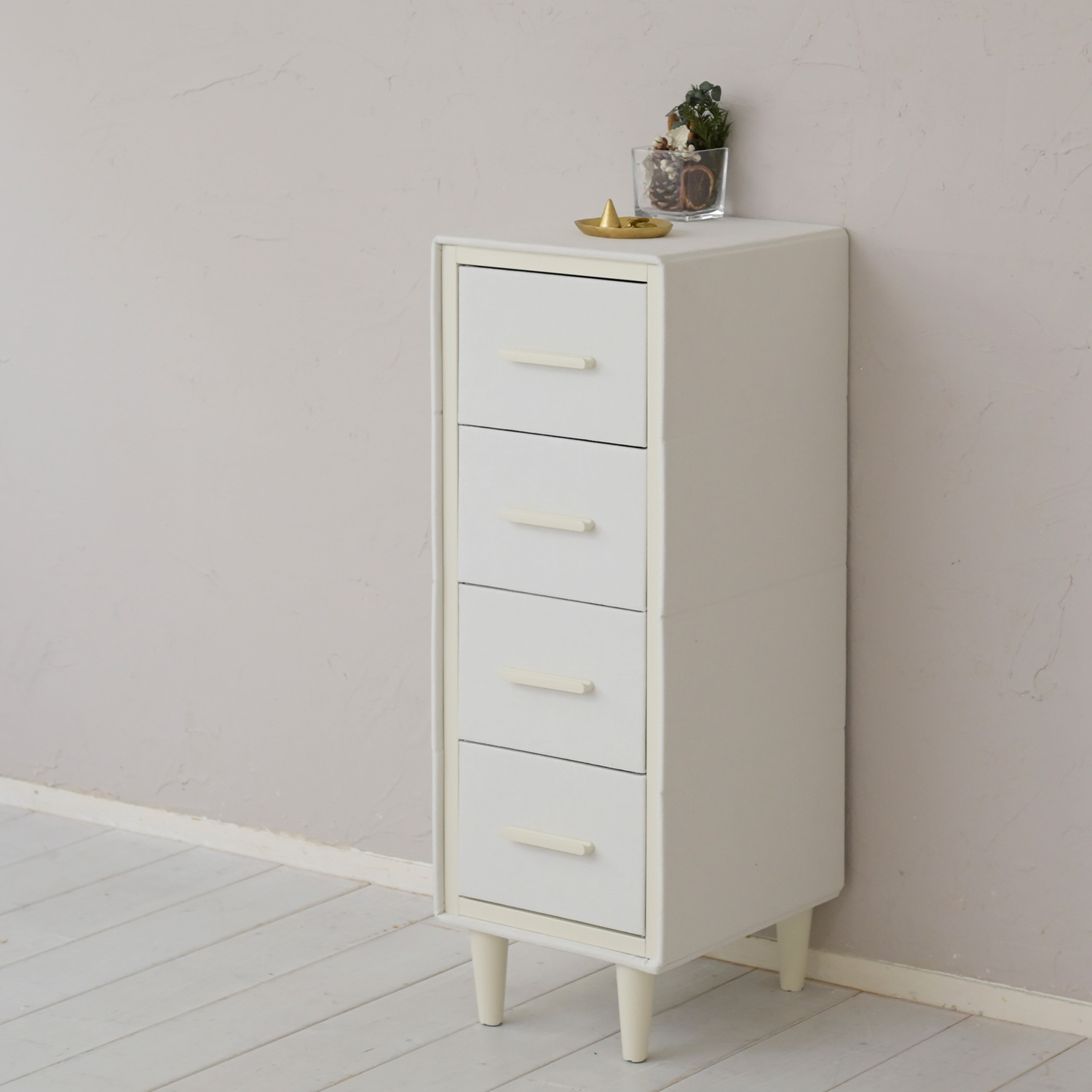 山善（YAMAZEN） チェスト たんす 脚付き ファブリックチェスト 4段 幅