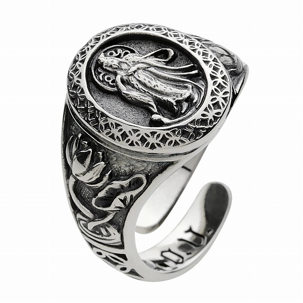 シルバーリング 菩薩 仏 蓮の花 お守り シルバー925 リング