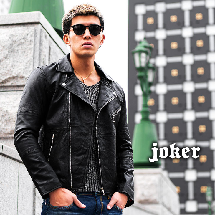 joker（ジョーカー） レザージャケット メンズ ライダース 本革 ダブル