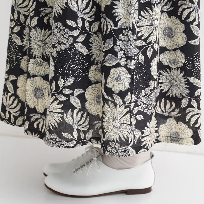 スカート フレア レディース ロング ウエストゴム 花柄 フラワー