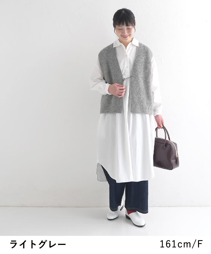 YONFA AW ウールジップベスト グレー ベスト ジレ 羽織るだけで旬