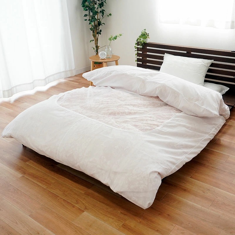 掛け布団カバー シングル 無地ホワイト シースルーネット 抗菌 防臭