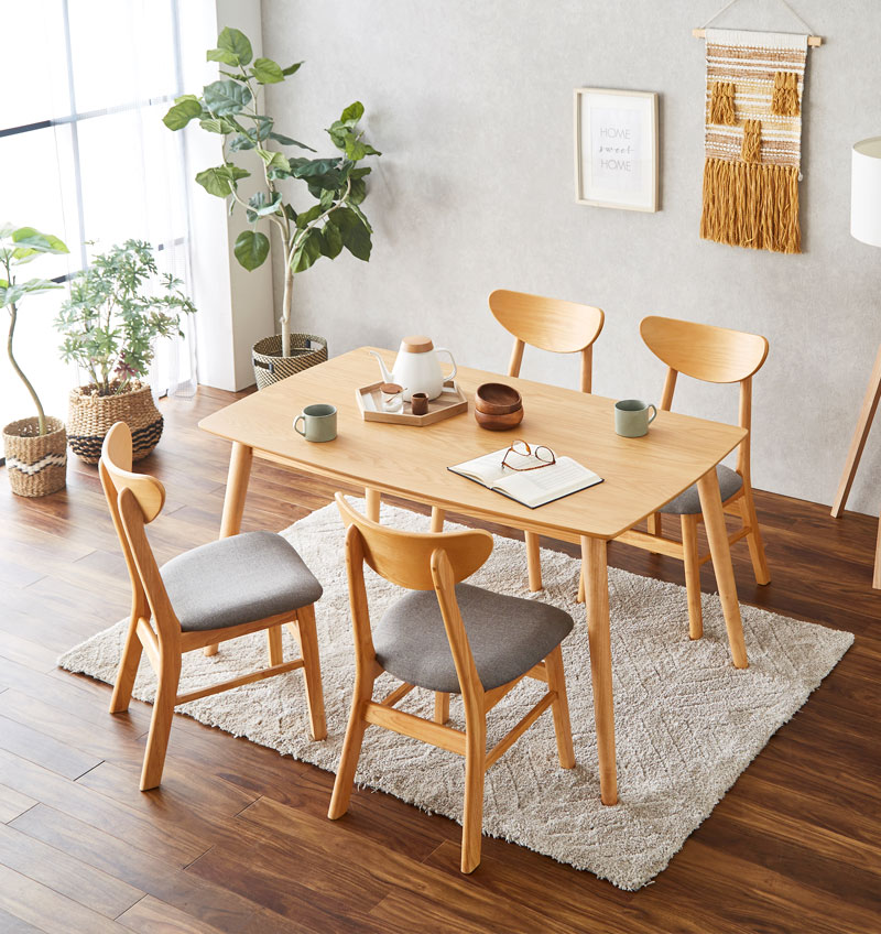 メロン【美品】130cm 長方形ダイニングテーブル ダイニングセット 5点