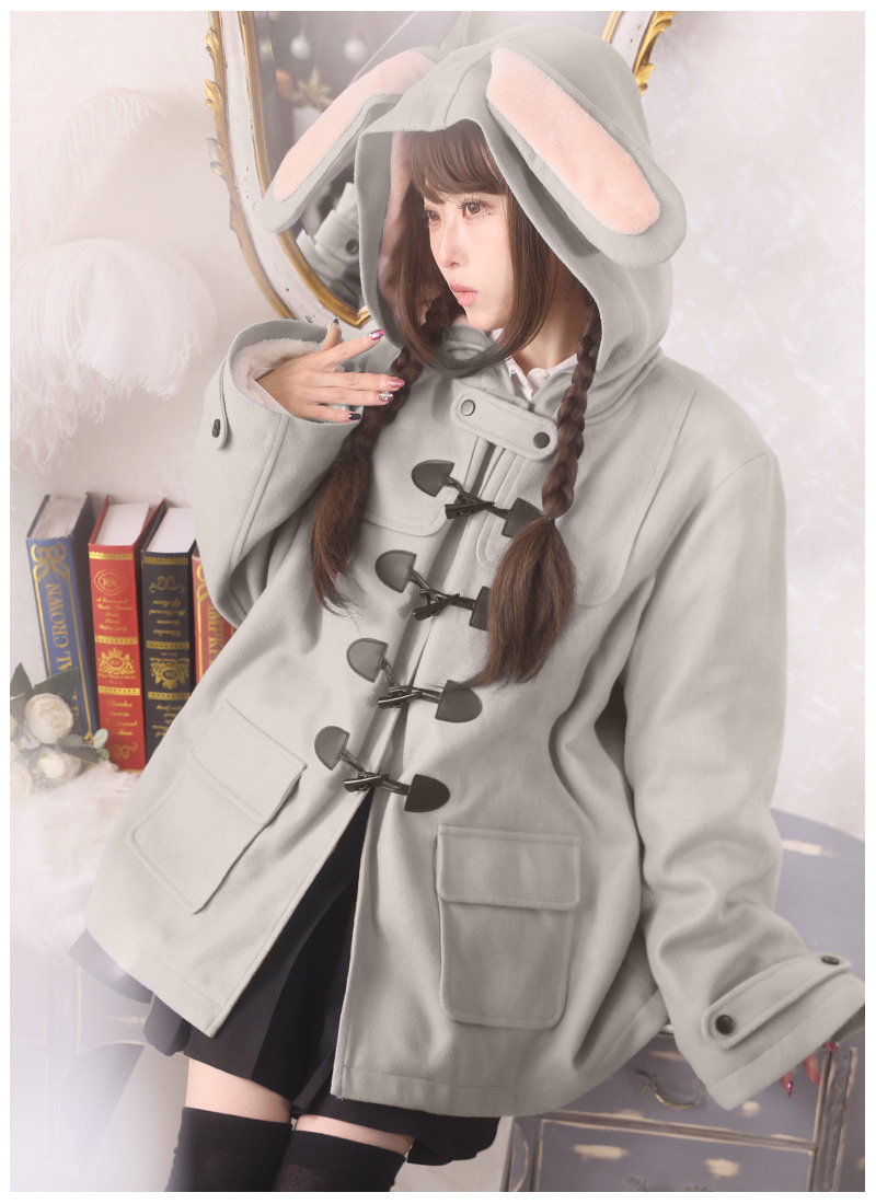 裏起毛アニマルダッフルコート|Favoriteオリジナル 動物 ねこ うさぎ