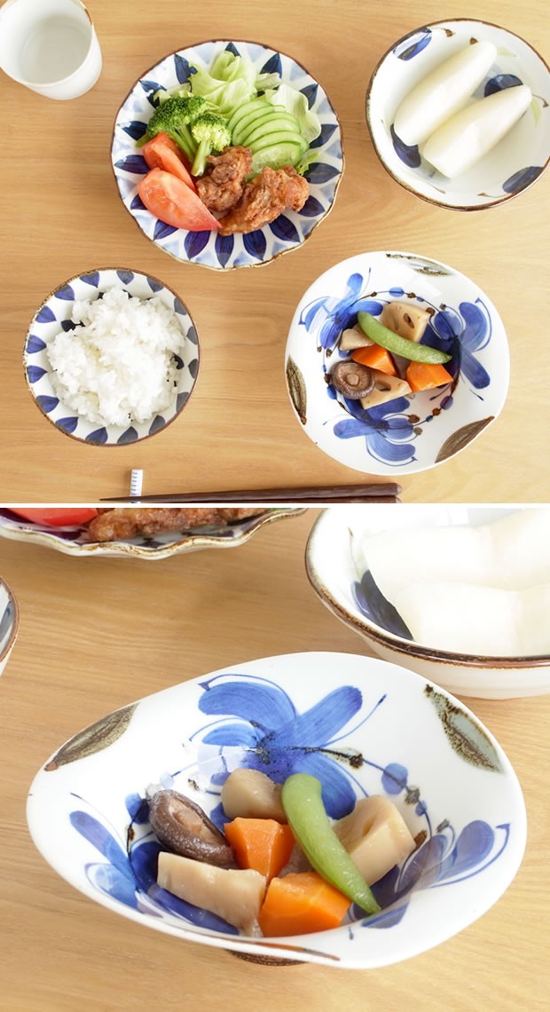 2/27-3/1はP10倍／ 波佐見焼 HASAMI 翔芳窯 藍の器 変形中鉢 16cm 鉢