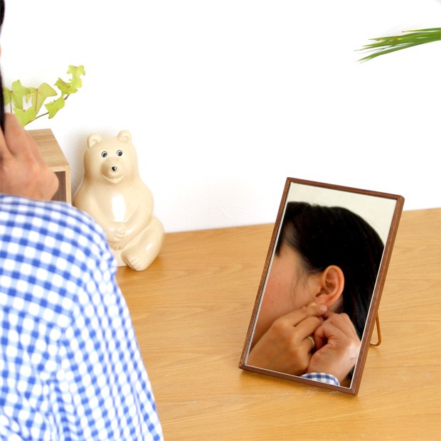 取扱終了】卓上ミラー 木製 折りたたみ スクエア おしゃれ 鏡 壁掛け