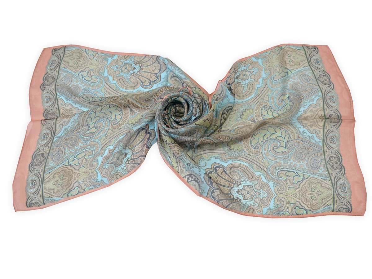 シルク100％ スカーフ ロング レディース ペイズリー 大判 長方形 592
