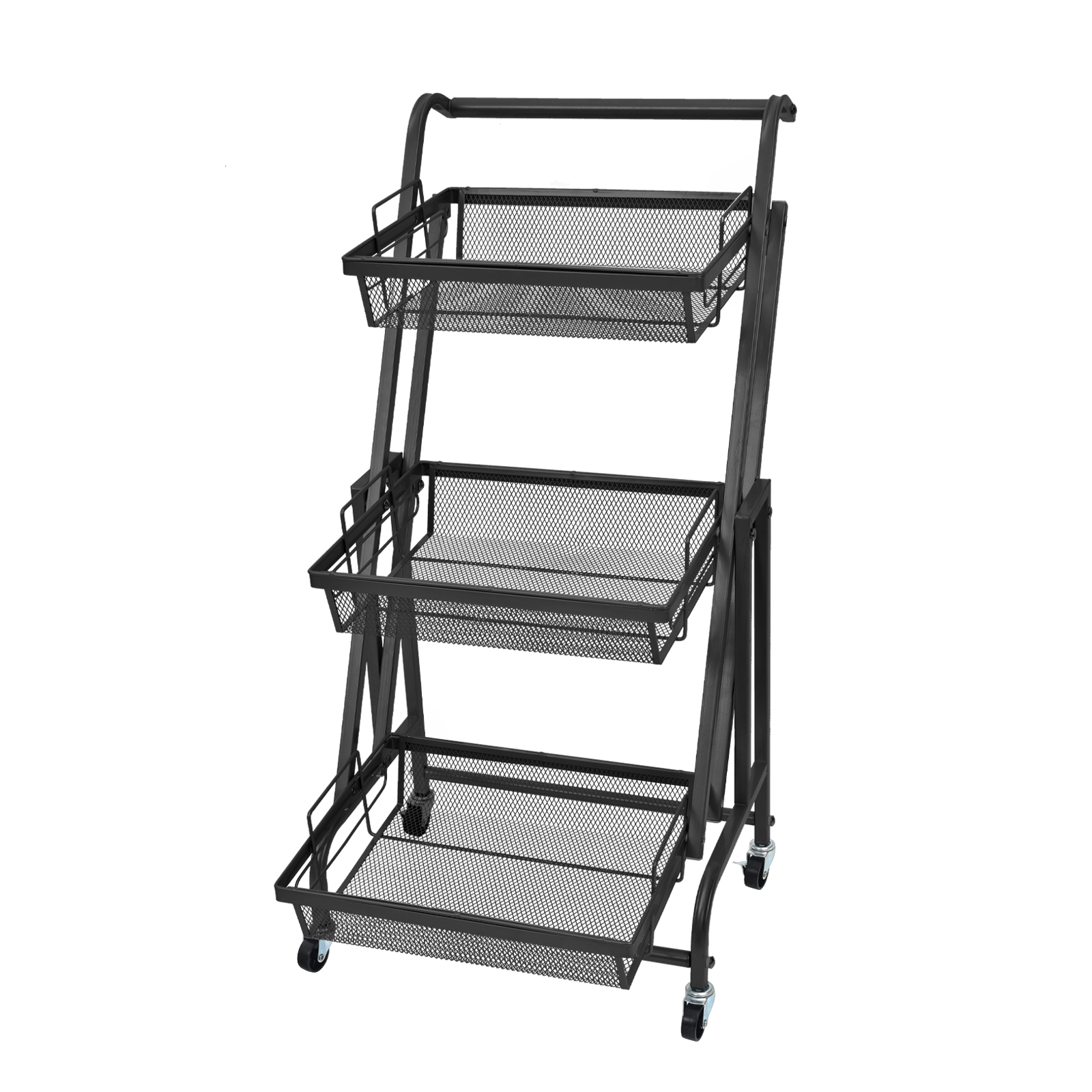 キッチンワゴン キャスター付き スリム 3段 回転棚 多肉棚 花台