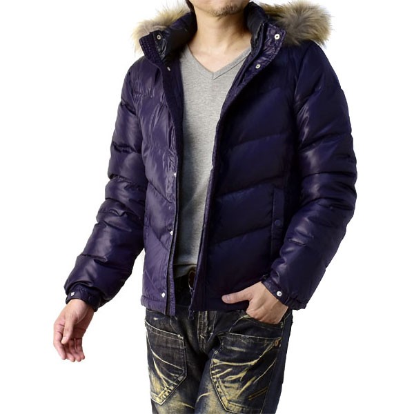 FLAG ON CREW ダウンジャケット メンズ リアルファー フード脱着