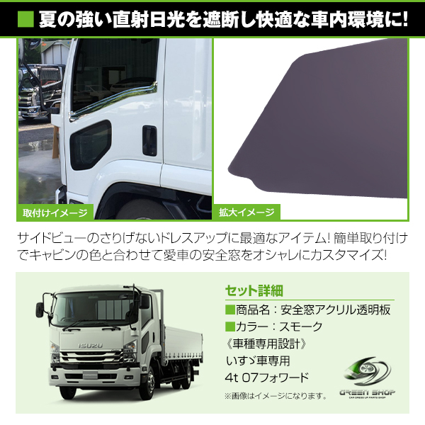いすゞ 07フォワード ファイブスターギガ 安全窓 スモーク 透明