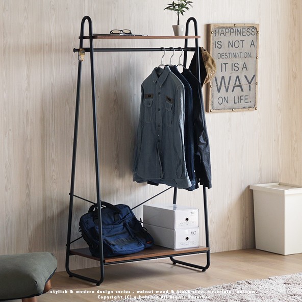 ハンガーラック スリム 頑丈 木製 アイアン おしゃれ 棚付き コート