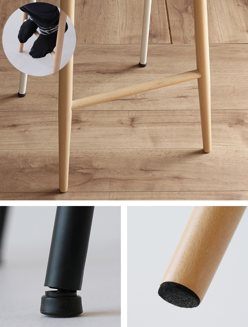 カウンターチェア 2脚セット 木製座面 天然木 スチール脚 ハイスツール