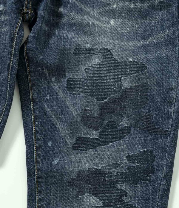 1PIU1UGUALE3 RELAX カモ柄刺繍ダメージデニムパンツ メンズ ジーンズ