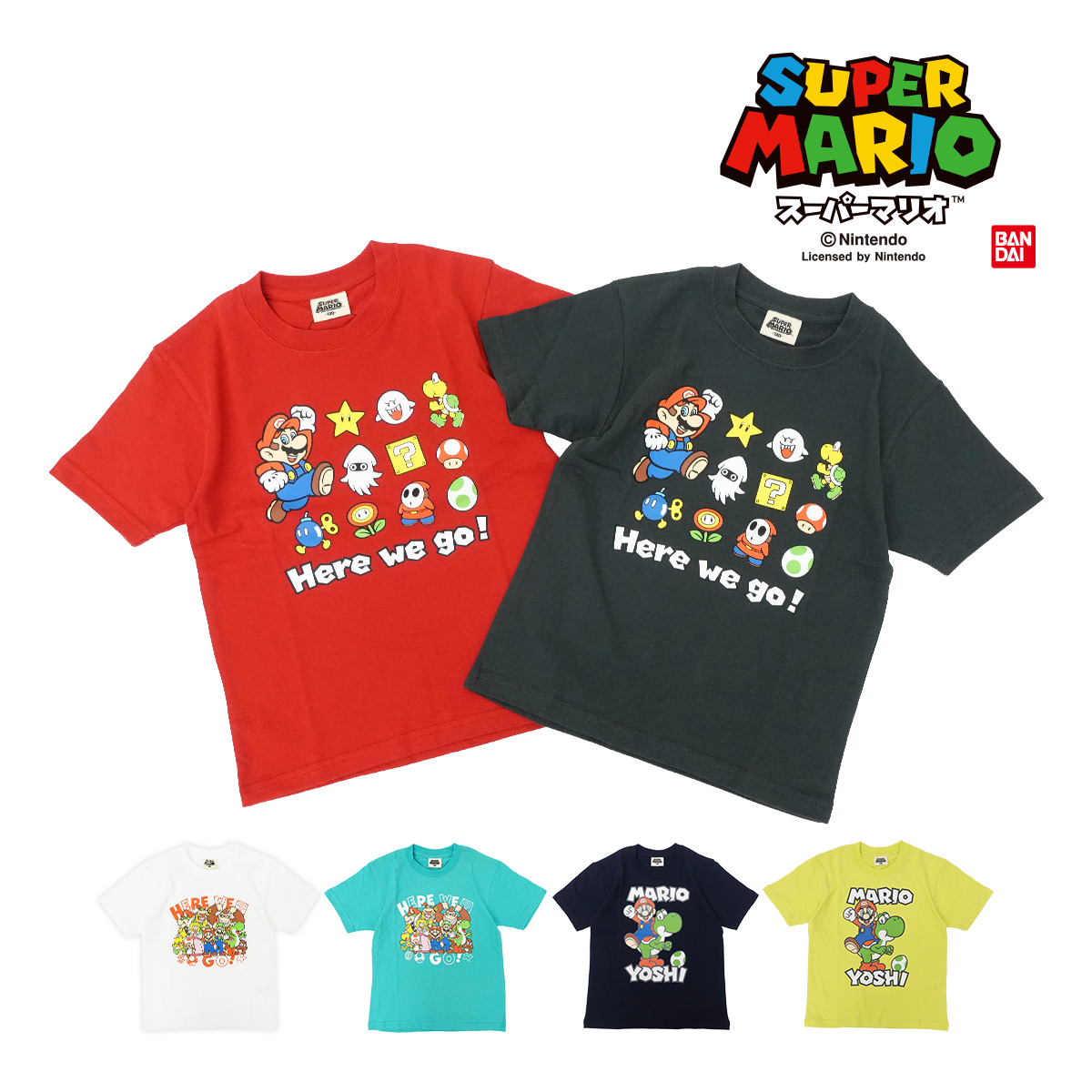 任天堂（Nintendo） スーパーマリオ 子供服 キッズ Tシャツ KIDS HERE