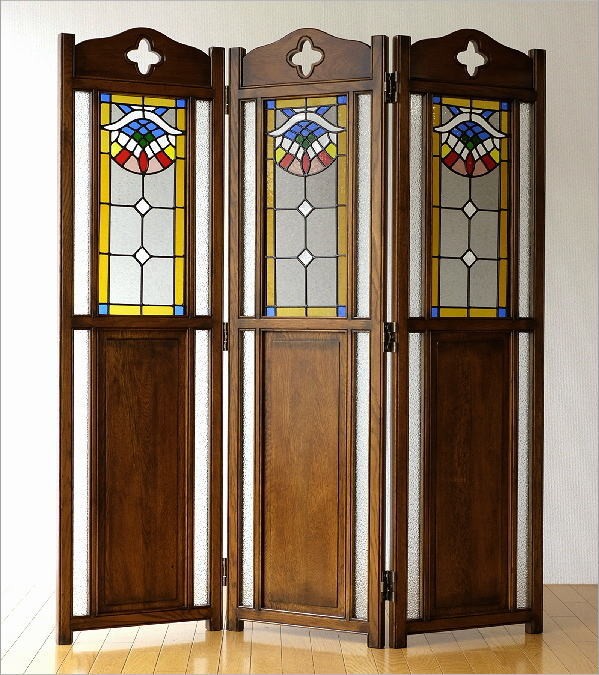 パーテーション パーティション ステンドグラス 衝立 ついたて 木製