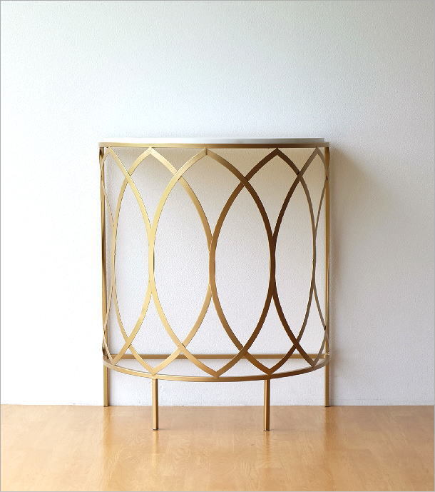 コンソールテーブル 玄関 アンティーク おしゃれ アイアン 木製 半円