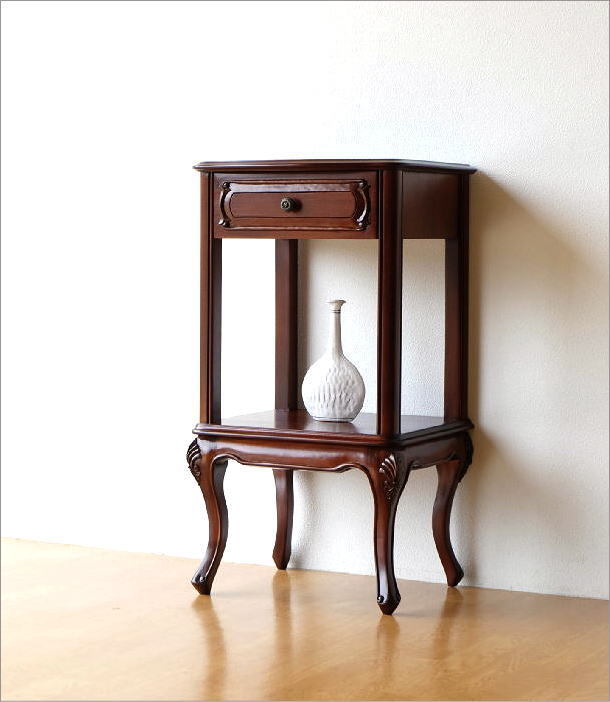 コンソールテーブル 玄関 花台 アンティーク 猫脚 引き出し 木製