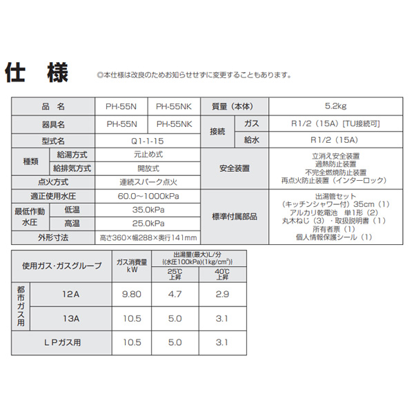 パロマ（Paloma） [予約]ガス湯沸かし器 元止式 湯沸器 PH-55N LPガス